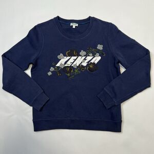 Kenzo Embroidered Sweatshirt Women’s Size Small Colorful Flower Navy Blue